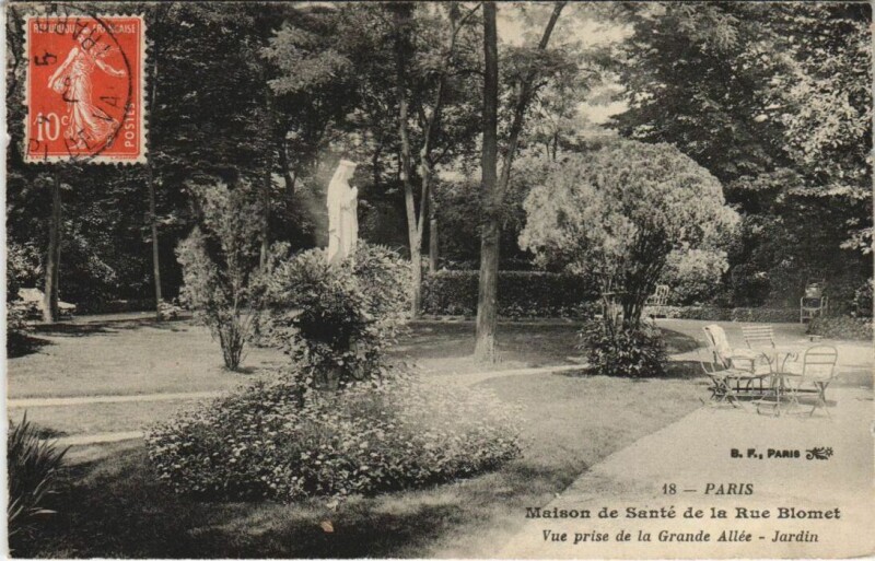 Carte postale ancienne Maison de Santé de la Rue Blomet - Vue prise de la Grande Allée - Jardin à Paris 15e