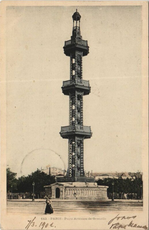 Carte postale ancienne Puits Artésien de Grenelle à Paris 15e