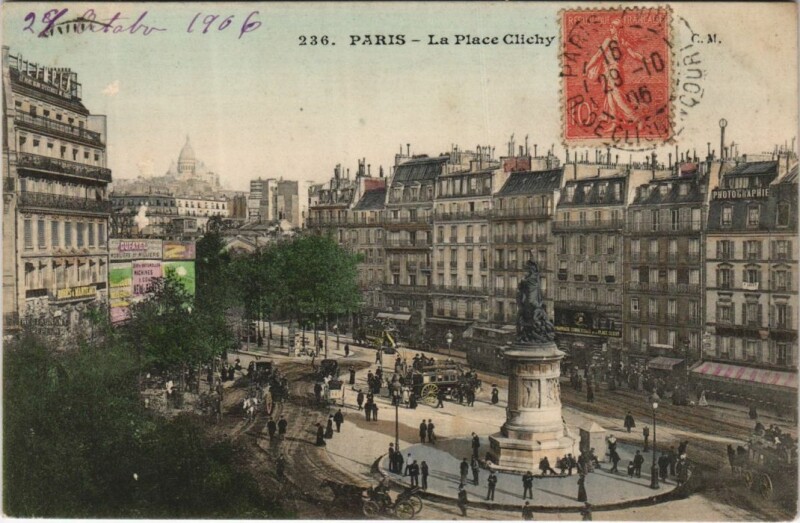 Carte postale ancienne Paris 17e Place Clichy
