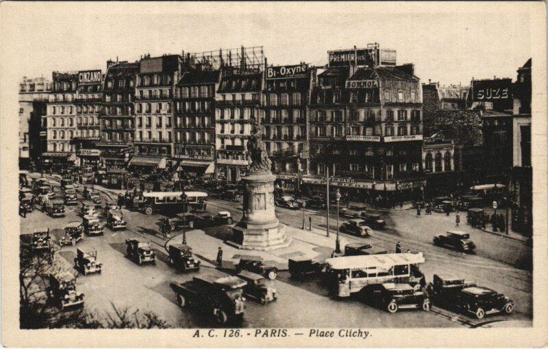 Carte postale ancienne Paris 17e Place Clichy