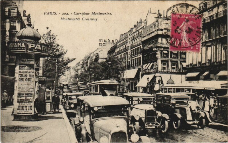 Carte postale ancienne Paris 2e Carrefour Montmartre