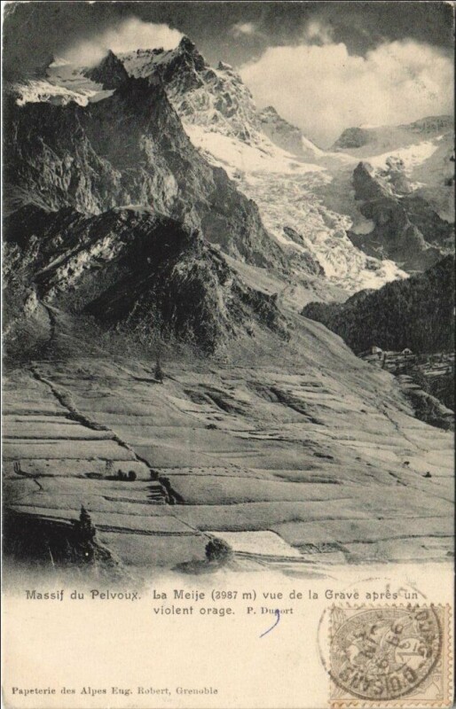 Carte postale ancienne La Grave Massif de Pelvoux - Vue de la Grave à La Grave
