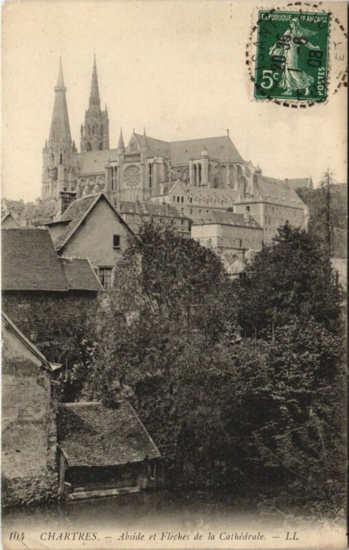 Carte postale ancienne Chartres Abside de Fleches de la Cathedrale France à Chartres