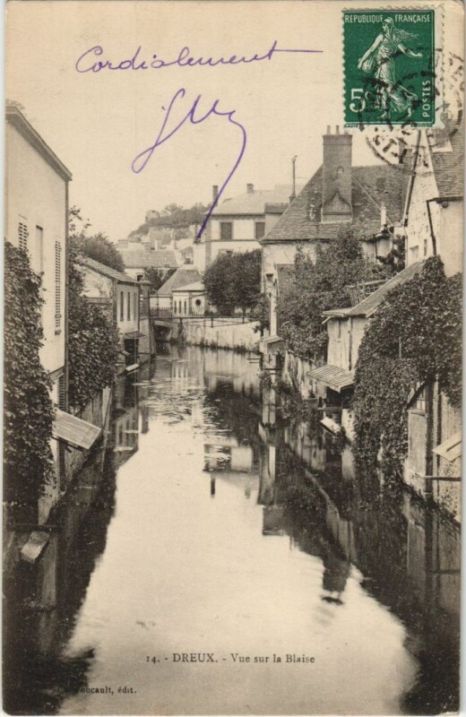 Carte postale ancienne Dreux vue sur la Blaise France à Dreux