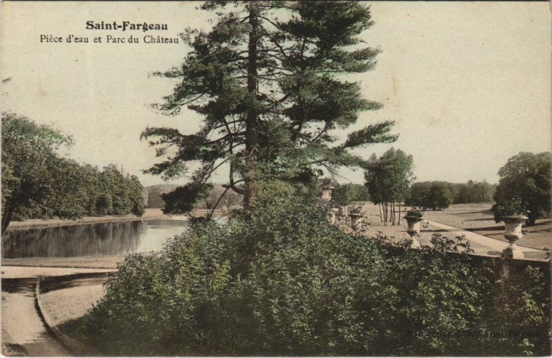 Carte postale ancienne Saint-Fargeau Piece d'eau et Parc du Chateau France à Saint-Fargeau