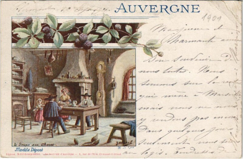 Carte postale ancienne Auvergne - House Interior
