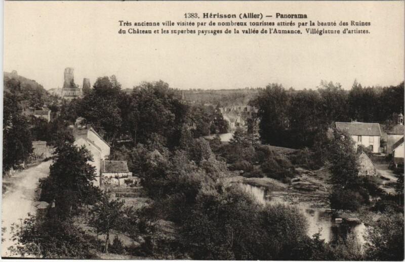 Carte postale ancienne Herisson Panorama