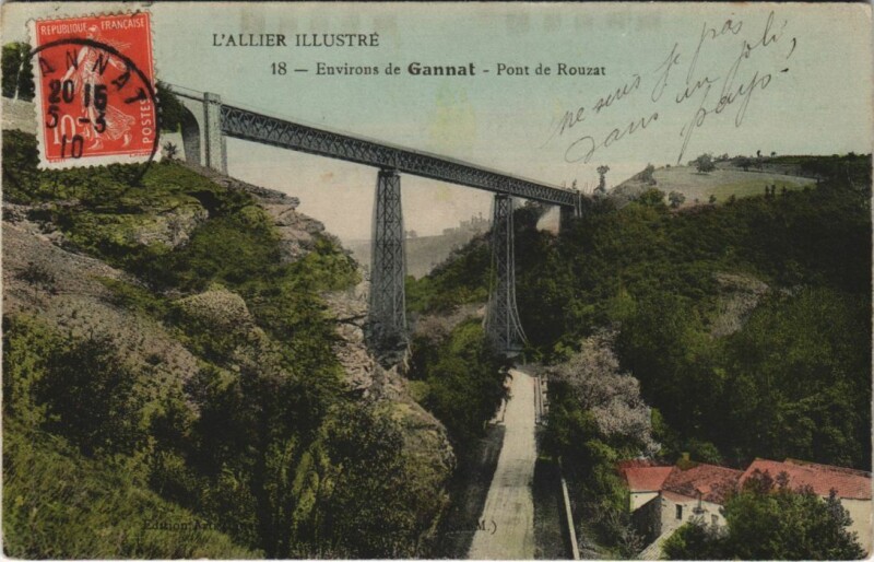 Carte postale ancienne Rouzat Pont de Rouzat