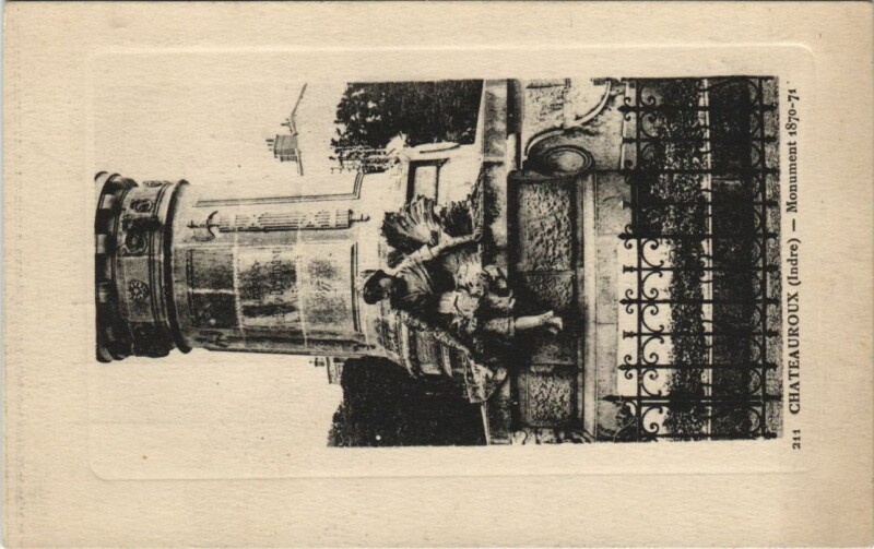 Carte postale ancienne Chateauroux Monument 1870-71 France