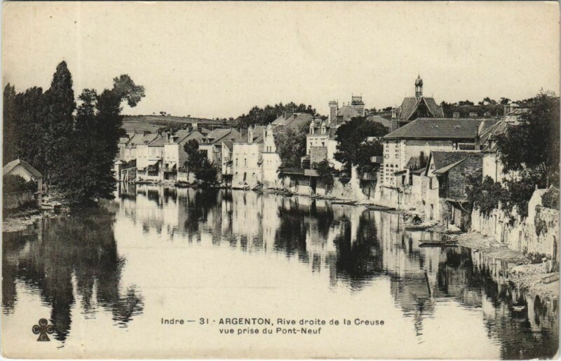 Carte postale ancienne Argenton Vue prise du Pont-Neuf France