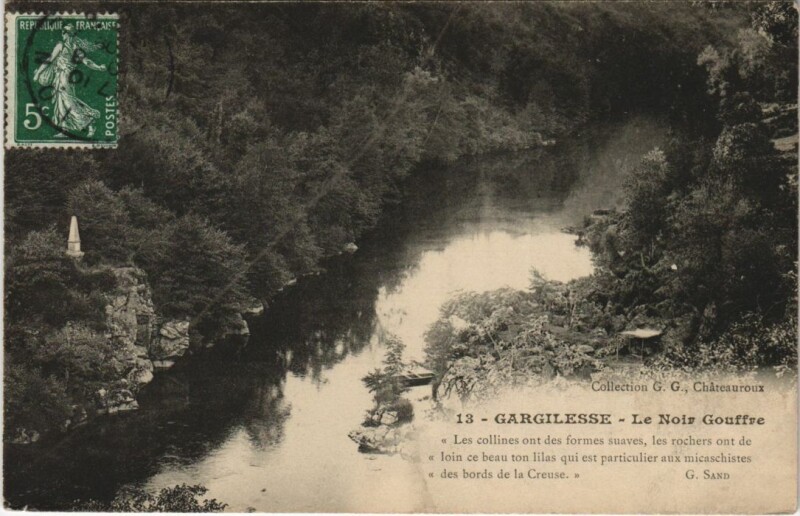 Carte postale ancienne Gargilesse Le Noir Gouffre France