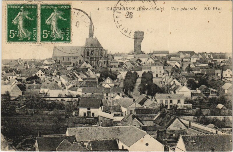 Carte postale ancienne Gallardon Vue Generale à Gallardon