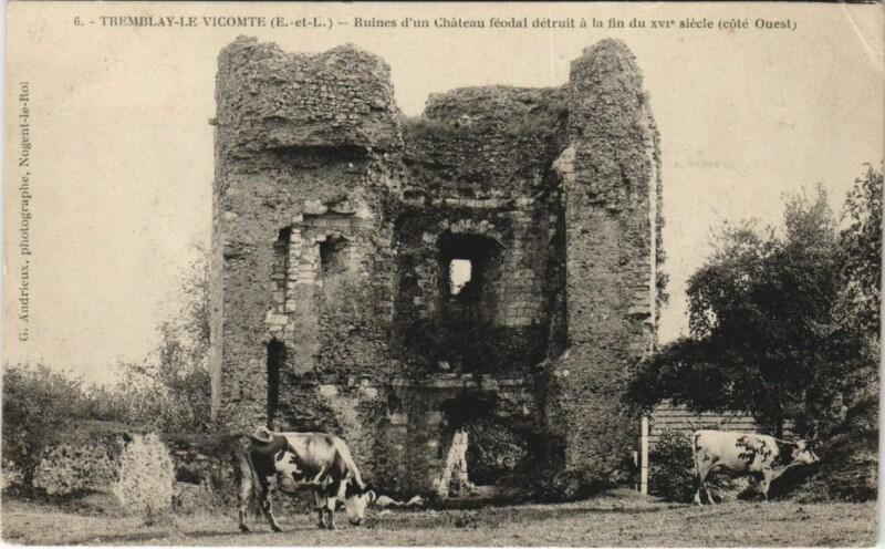 Carte postale ancienne Tremblay-le-Vicomte Ruines d'un Chateau Feodal