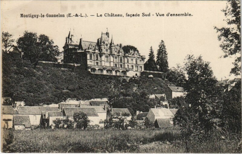 Carte postale ancienne Montigny-le-Gannelon Le Chateau - Facade Sud - Vue d'Ensemble