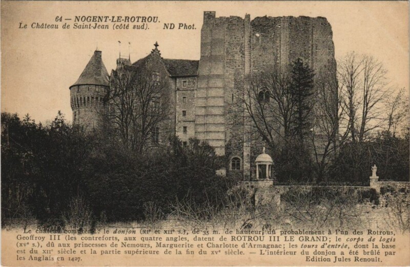 Carte postale ancienne Nogent-le-Rotrou Le Chateau de Saint-Jean - Cote Sud à Nogent-le-Rotrou