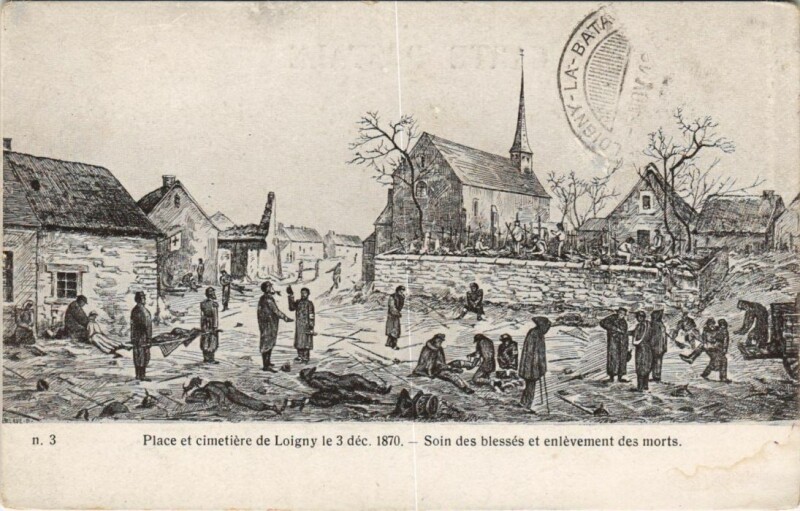 Carte postale ancienne Loigny-la-Bataille Place et Cimetiere de Loigny le 3 Dec. 1870 à Loigny-la-Bataille