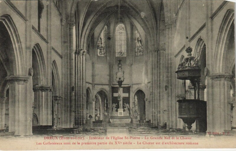 Carte postale ancienne Dreux Interieur de l'Eglise Saint-Pierre à Dreux