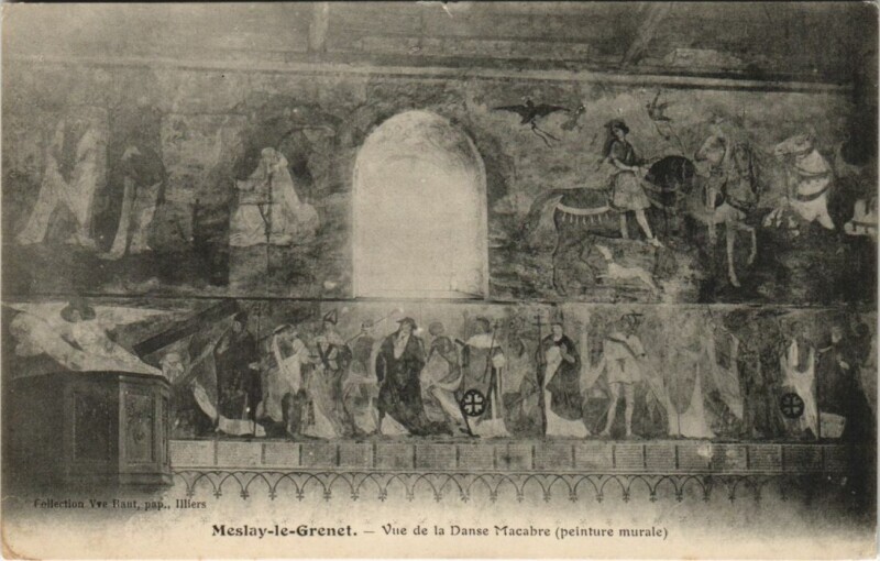 Carte postale ancienne Meslay-le-Grenet Vue de la Danse Macabre - Peinture Murale à Meslay-le-Grenet