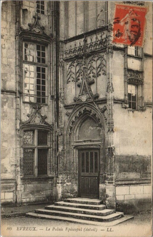 Carte postale ancienne Evreux Le Palais Episcopal - Detail