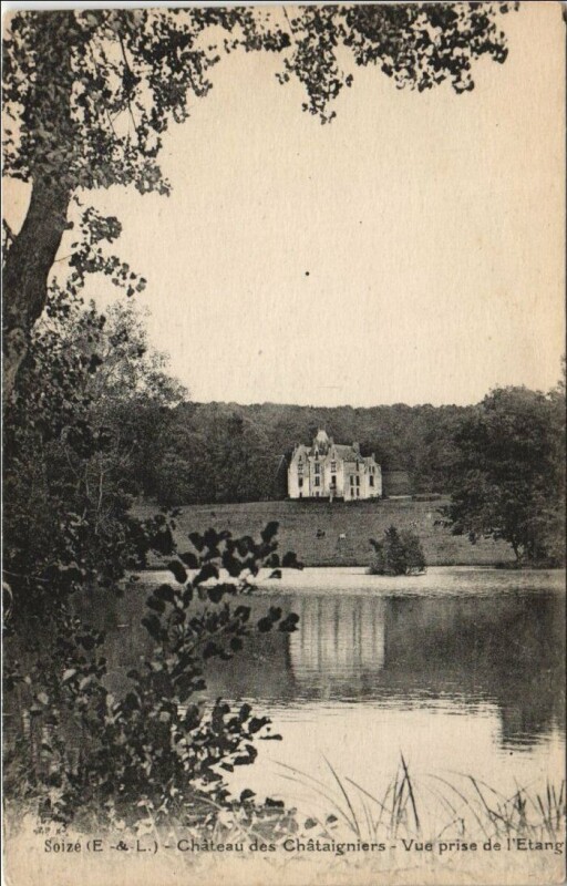 Carte postale ancienne Chateau de Chataigniers - Vue prise de l'Etang