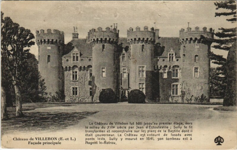 Carte postale ancienne Villebon Chateau - Facade Principale à Villebon