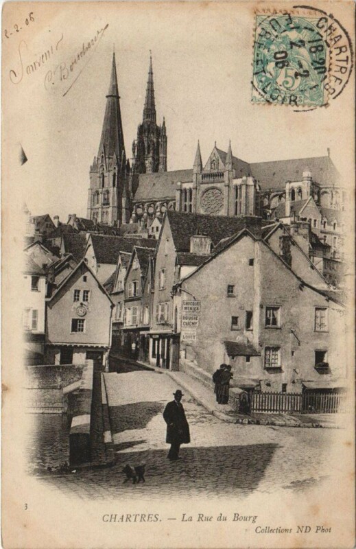 Carte postale ancienne Chartres La Rue du Bourg France à Chartres