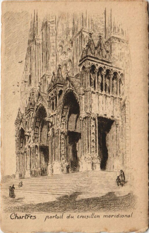 Carte postale ancienne Chartres Portail du croisillon meridional France à Chartres
