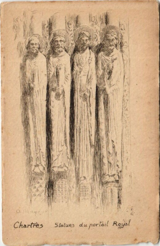 Carte postale ancienne Chartres Statues du portail Royal France à Chartres
