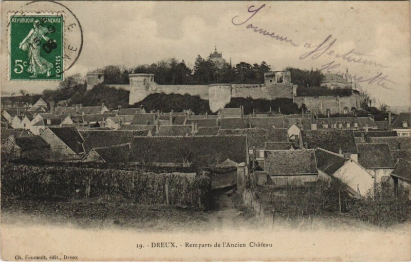 Carte postale ancienne Dreux Remparts de l'Ancien Chateau France à Dreux