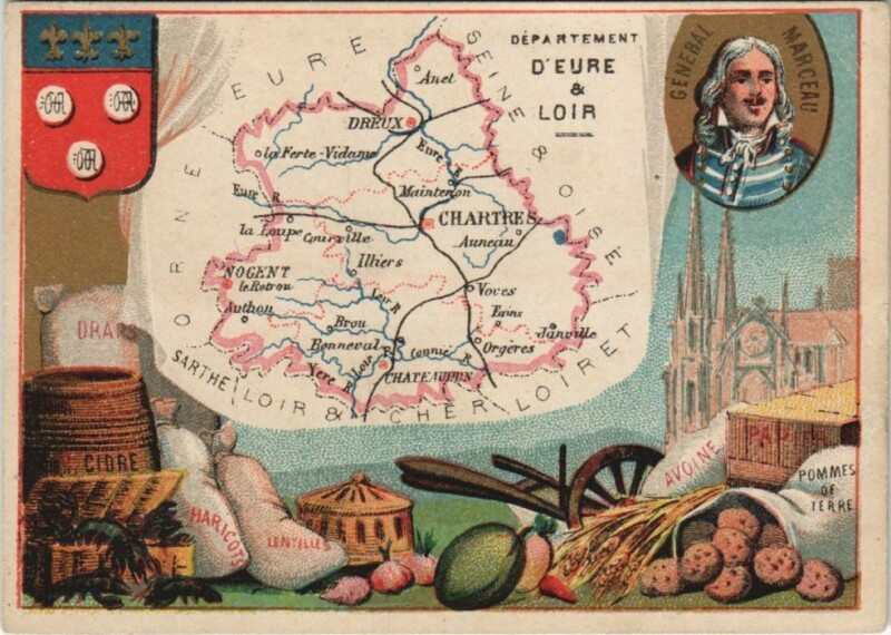 Carte postale ancienne Departement d'Eure & Loir France