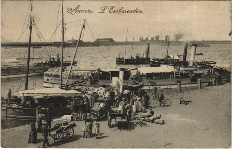 Carte postale ancienne Anvers - L'Embarcadere Ships