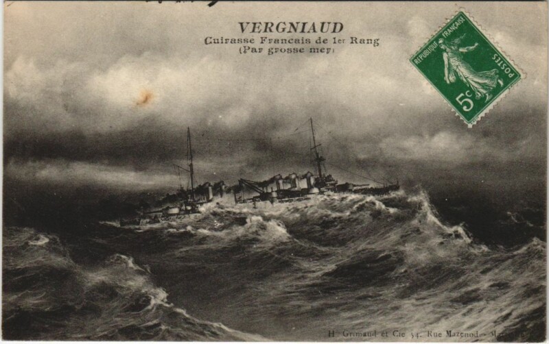Carte postale ancienne Vergniaud - Cuirasse Francaise de 1er Rang Ships
