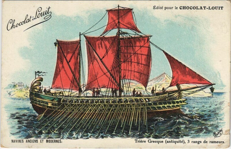 Carte postale ancienne Triere Grecque - Antiquite - 3 Rangs de Rameurs Ships