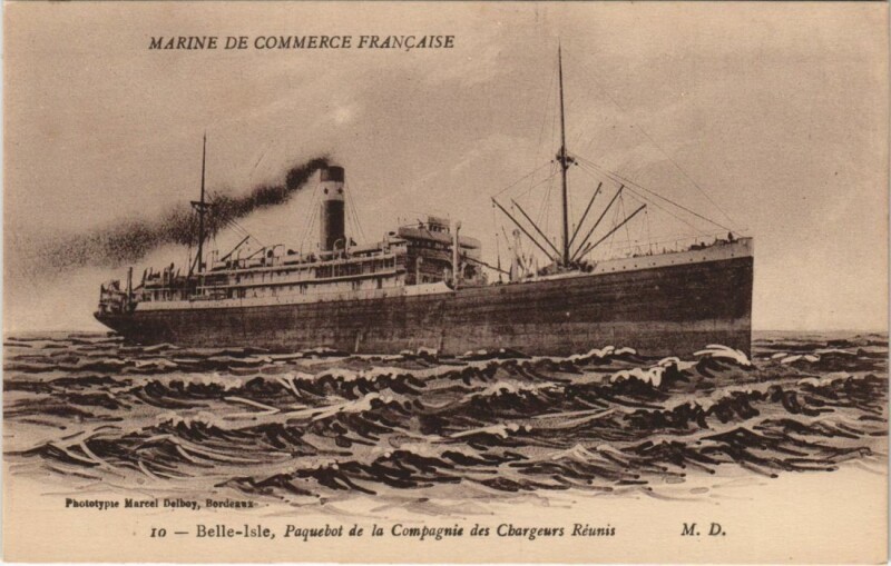 Carte postale ancienne Belle-Isle - Chargeurs Reunis Ships