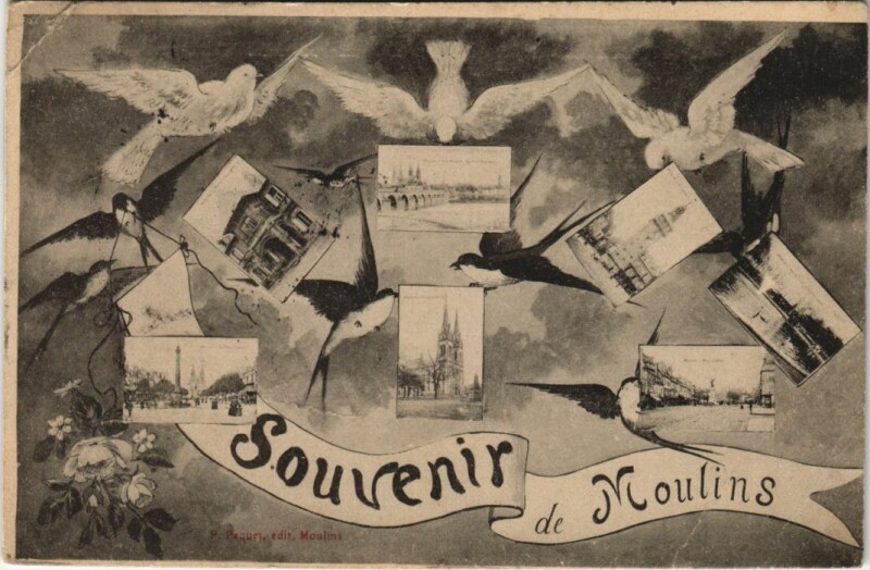 Carte postale ancienne Moulins souvenir à Moulins