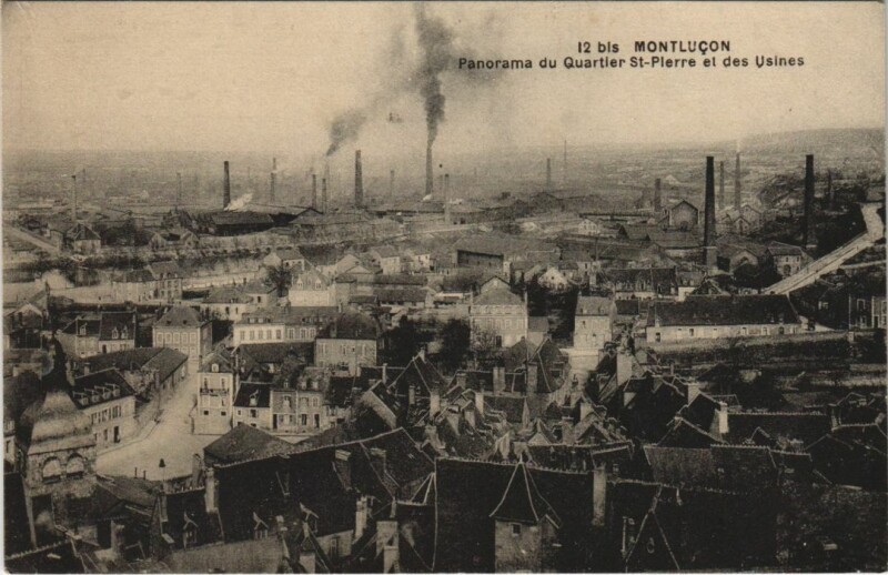 Carte postale ancienne Montlucon panorama du Quartier Saint-Pierre