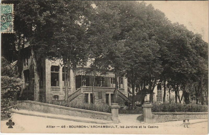 Carte postale ancienne Bourbon-l'Archambault les Jardins et le Casino à Bourbon-l'Archambault