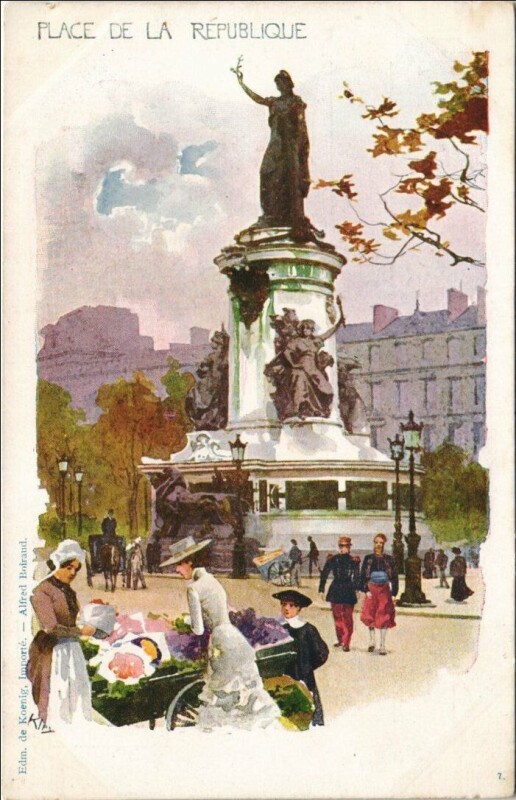 Carte postale ancienne Paris 4e Place de la Répulbique