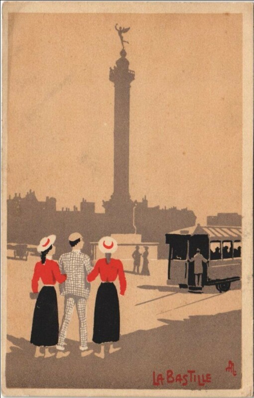 Carte postale ancienne La Bastille à Paris 12e