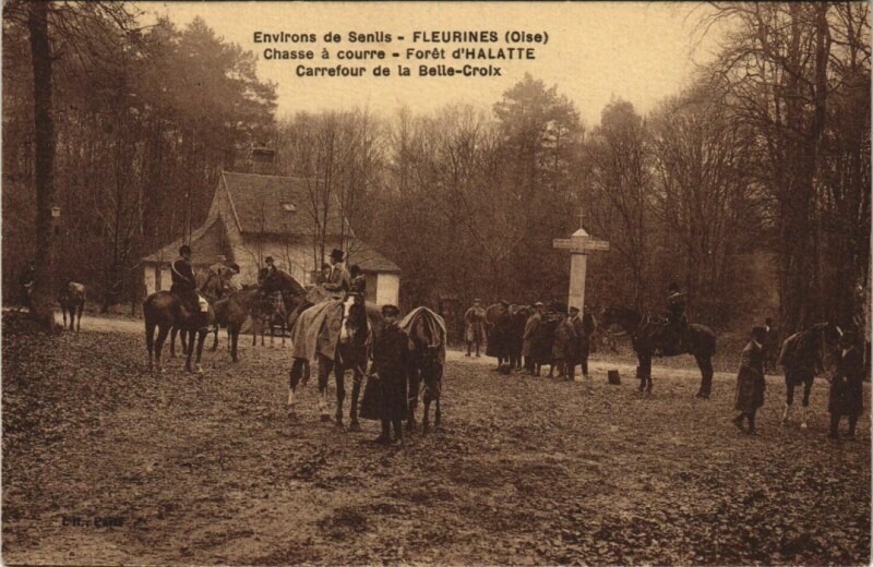 Carte postale ancienne Fleurines Chasse a Courre - Foret d'Halatte à Fleurines