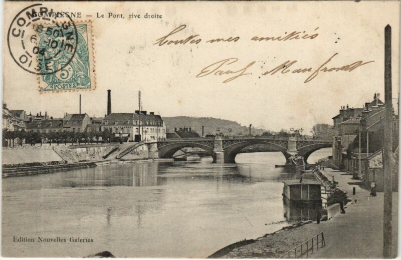 Carte postale ancienne Compiegne Le Pont - Rive Droite