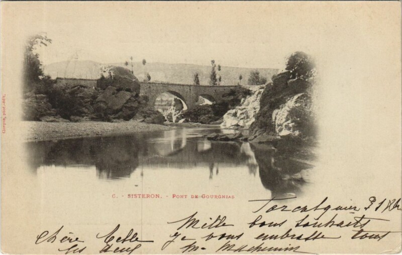 Carte postale ancienne Sisteron Pont de Gourgnias à Sisteron