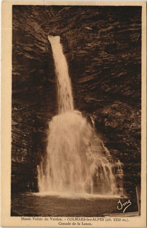 Carte postale ancienne Colmars-les-Alpes Cascade de la Lance à Colmars