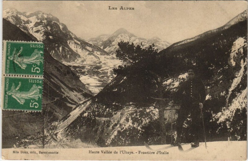 Carte postale ancienne Haute Vallee de l'Ubaye - Frontiere d'Italie