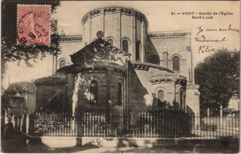Carte postale ancienne Vichy Abside de l'Eglise Saint-Louis à Vichy