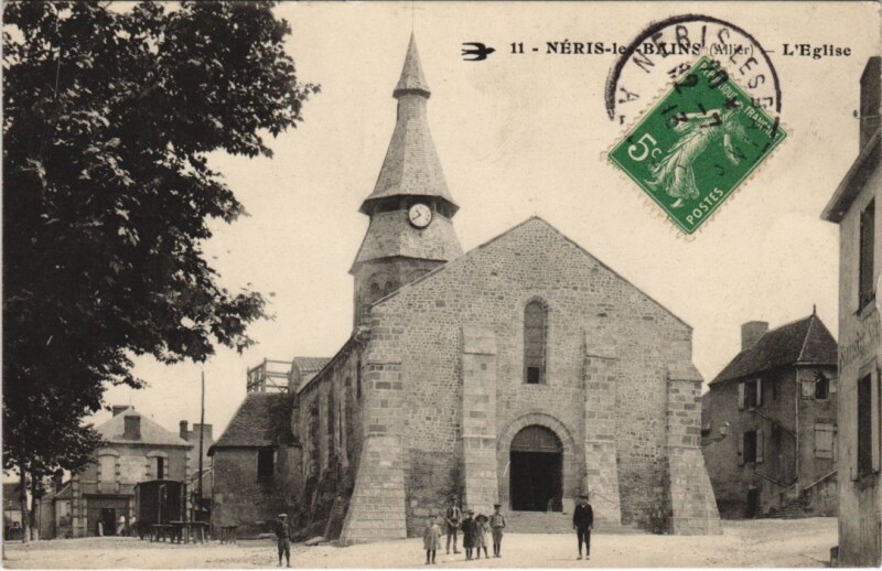 Carte postale ancienne Neris-les-Bains L'Eglise