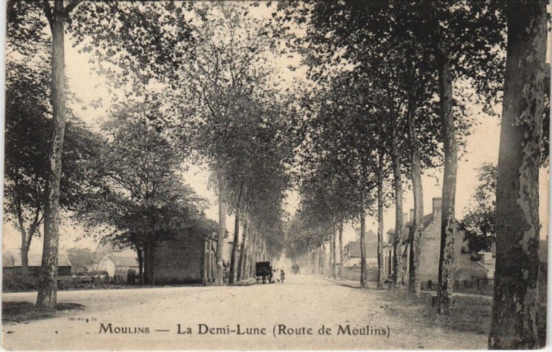 Carte postale ancienne Moulins La Demi-Lune - Route de Moulins à Moulins