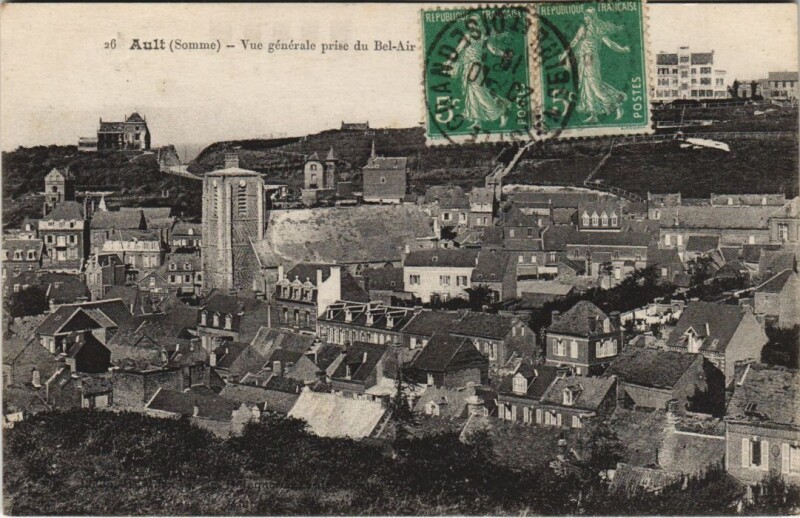Carte postale ancienne Ault vue generale prise du Bel-Air