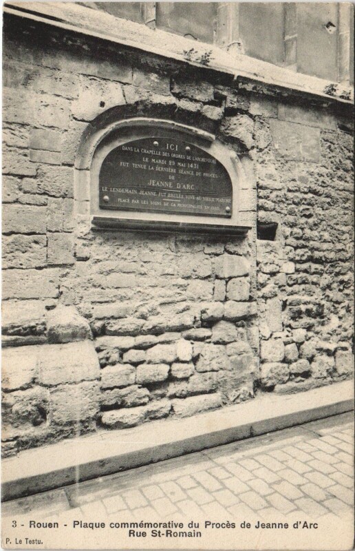 Carte postale ancienne Rouen - Plaque commemorative à Rouen