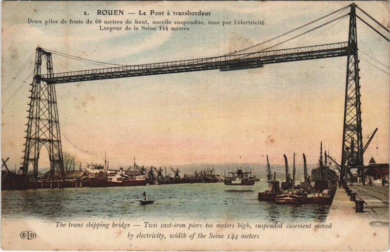 Carte postale ancienne Rouen - Le pont a transbordeur à Rouen